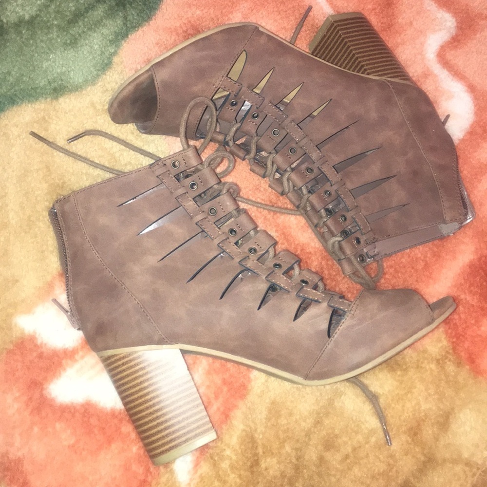 Brown heeled boots